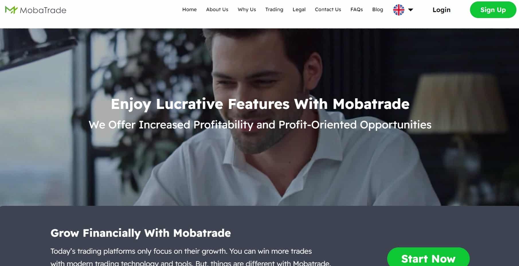Mobatrade homepage